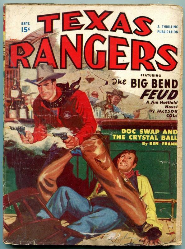 Texas Rangers Pulp September 1950- Jim Hattfield- Western G/VG