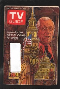 MAG: TV Guide 11/11/1972-Alistair Cooke's America Cover by Jim Sharpe-St Lo...