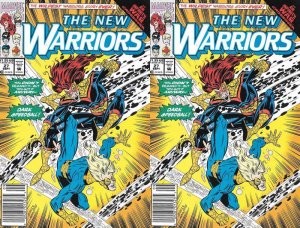 The New Warriors #27 Newsstand Covers (1990-1996) Marvel Comics - 2 Comics