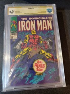 IRON MAN #1 CBCS 6.5 SIGNATURE SERIES SIGNED BY STAN LEE
