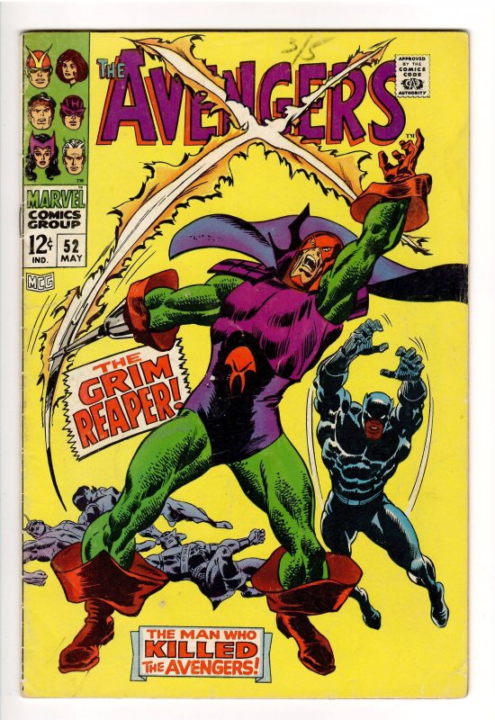 AVENGERS 52 VG/F 5.0 1st APP.GRIM REAPER;BLACK PANTHER JOINS