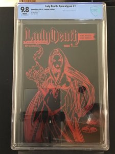 Lady Death: Apocalypse  #1 9.8 CBCS Red Foil Ink Black Leather Cover