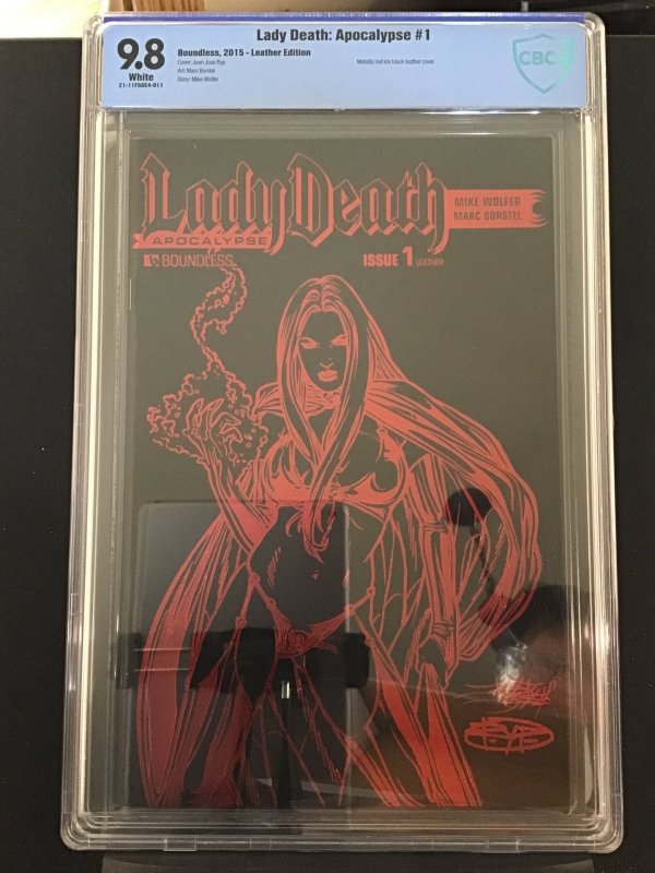 Lady Death: Apocalypse  #1 9.8 CBCS Red Foil Ink Black Leather Cover