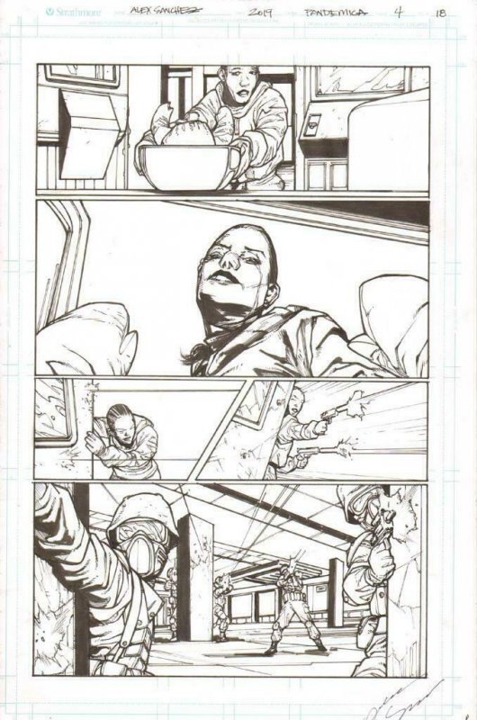 Pandemica #4 pg 18 Original Art Alex Sanchez bestselling author Jonathan Maberry 