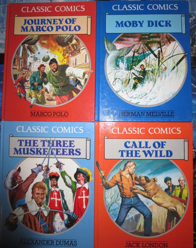 Classic Comics 4 Books HB VF 1990 Orig from Spain Moby Dick Musketeers Marco 