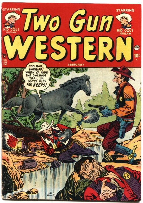 TWO GUN WESTERN #12-1952-APACHE KID-TEXAS KID-KID COLT-ATLAS-JOE MANEELY ART