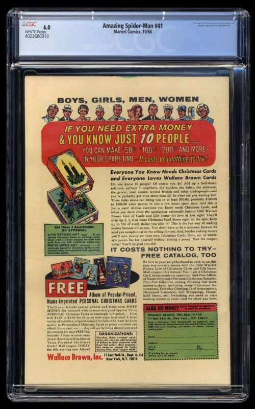 Amazing Spider-Man #41 CGC FN 6.0 White Pages 1st Rhino!