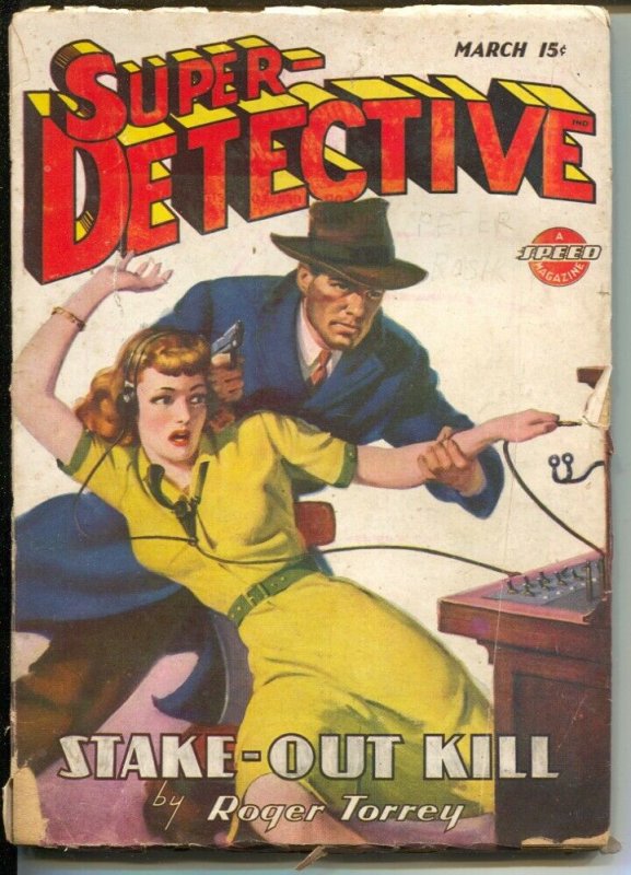 Super-Detective 3/1946-switchboard operator cover-hardboiled pulp fiction-Rog...