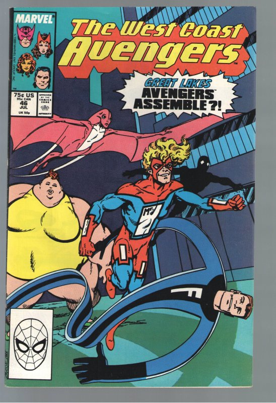 WEST COAST AVENGERS 46 NM 9.2;(1989) 1st APP.of the GREAT LAKES AVEN