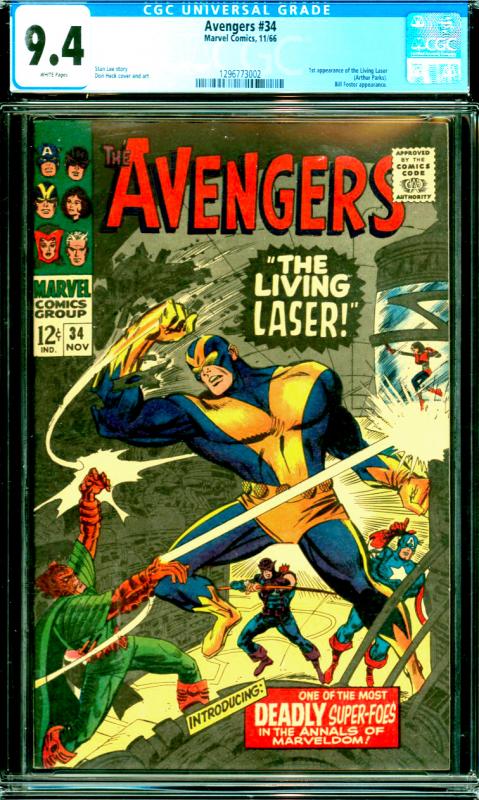 Avengers #34 CGC Graded 9.4 1st Appearance of the Living Laser