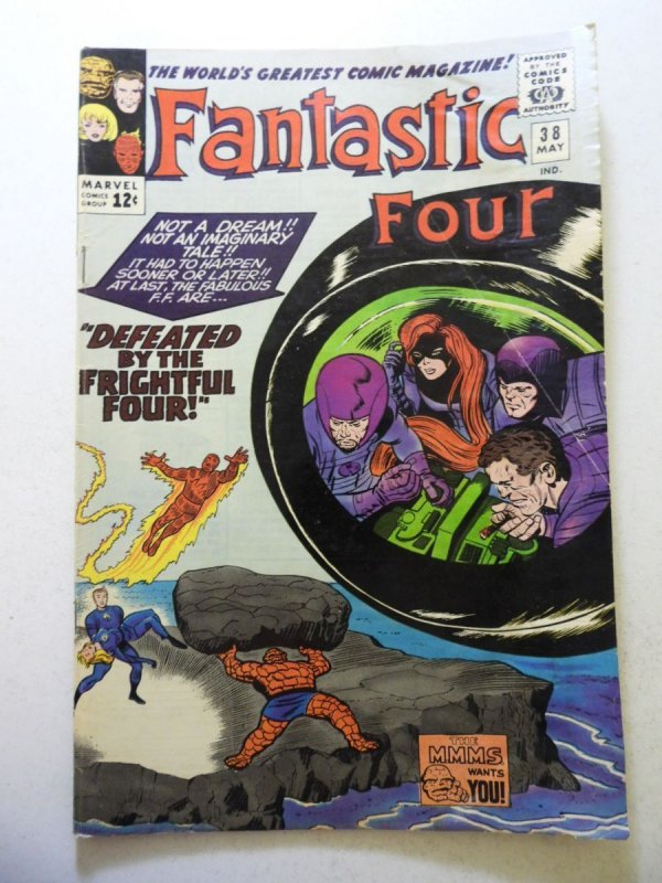 Fantastic Four #38 (1965) GD/VG Condition moisture stains/damage