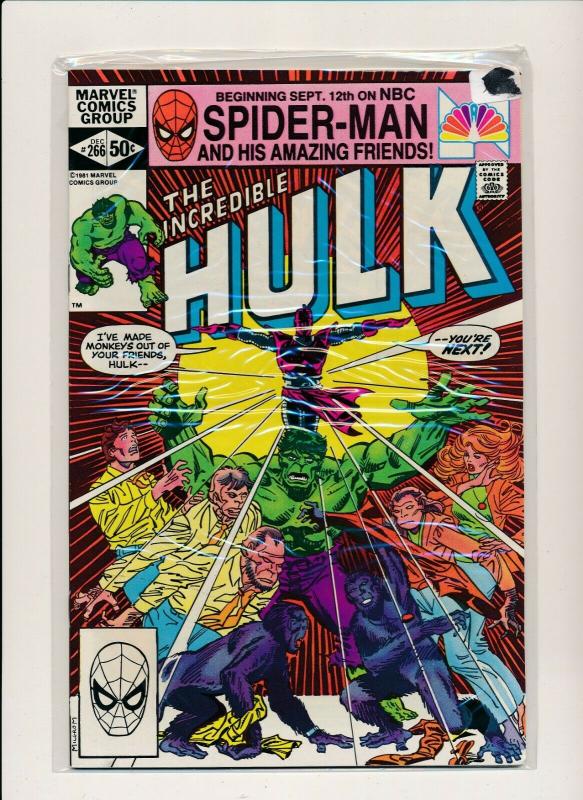 Marvel Comics Lot of 9-THE INCREDIBLE HULK  #261-269 1981 F/VF (PF488) 