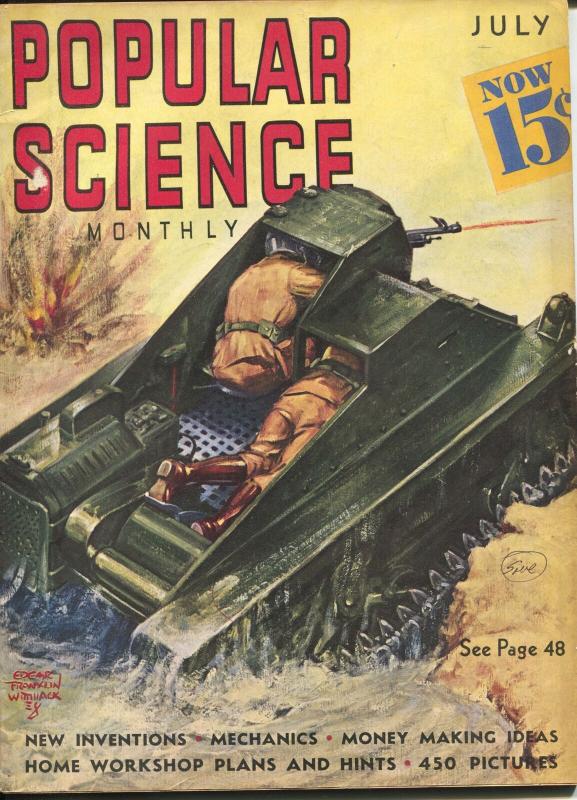 Popular Science 7/1938-Wittmark tank cover-electric chair-headhunter-VG/FN