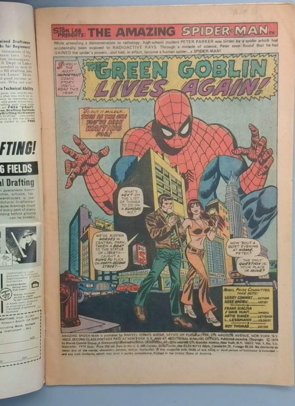 Amazing Spider-Man #136, VG 1st Green Goblin II Marvel, 1974 SN1