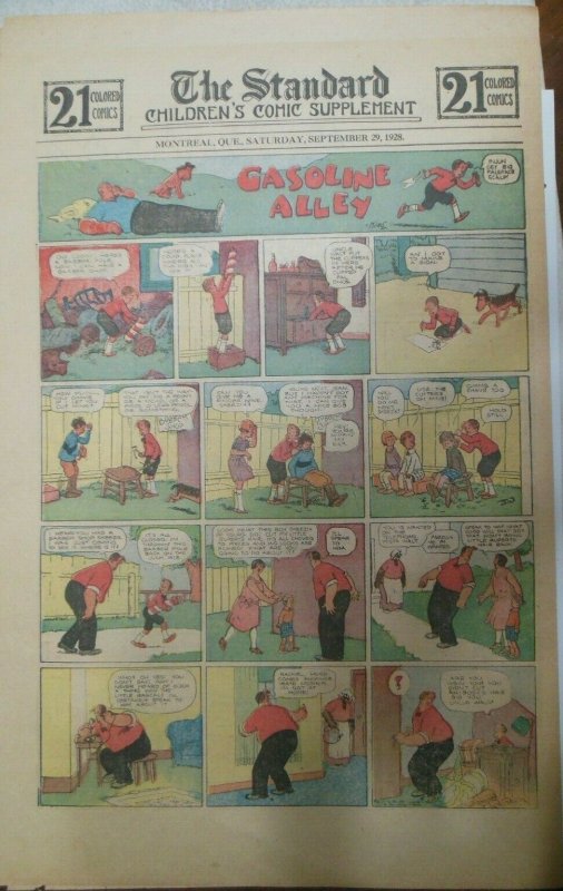 (48) Gasoline Alley Sunday Pages by Frank King from 1928 Size: 11 x 15 inches