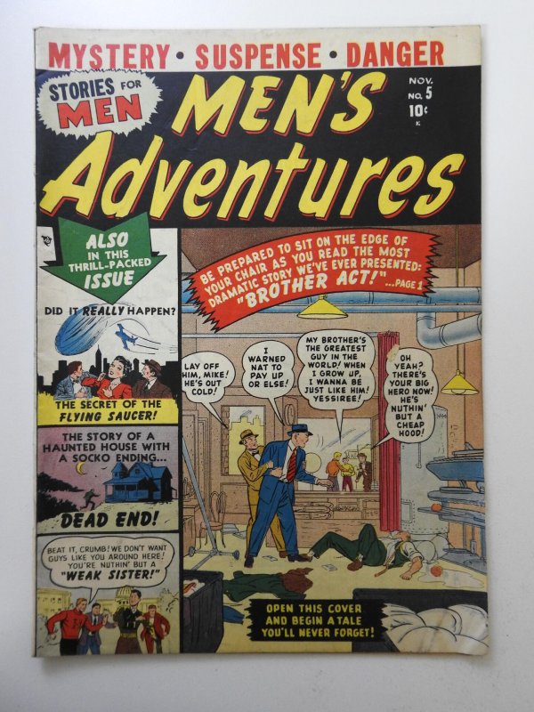 Men's Adventures #5 VG Condition! tape interior front cover