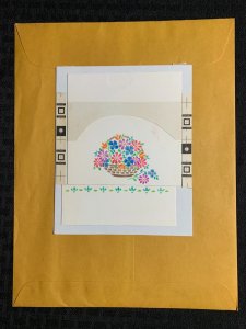 NOTE CARD Colorful Flowers in Basket 5.5x7 Greeting Card Art #N1021