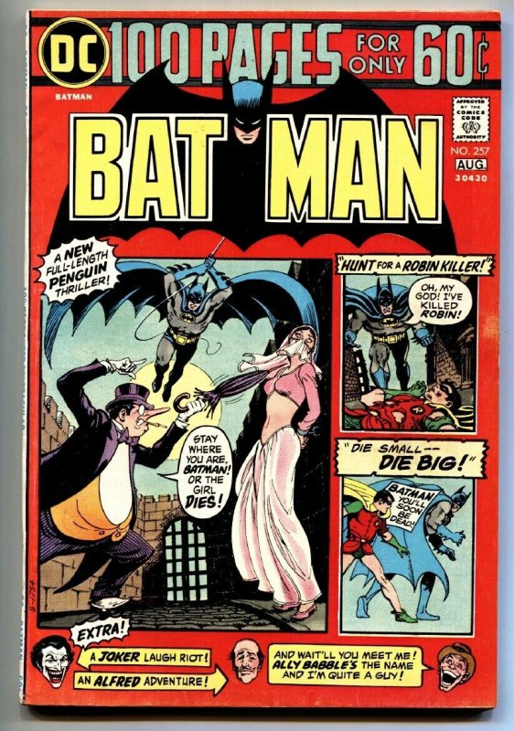 BATMAN #257 comic book 1974-PENGUIN-JOKER-DC COMICS - GIANT