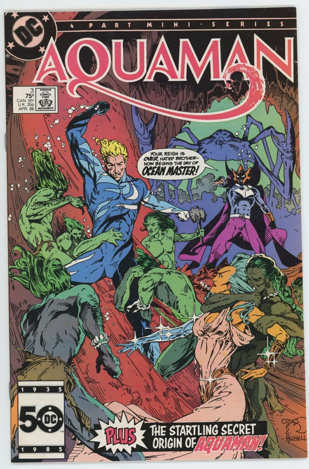 Aquaman 3 VFNM 9.0 DC 1986 Copper Age Craig Hamilton Comic Books Copper Age, DC Comics