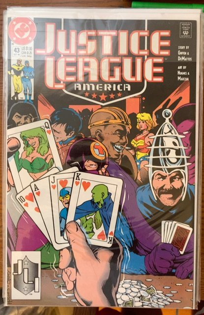 Justice League America #43 Newsstand Edition and Regular cover