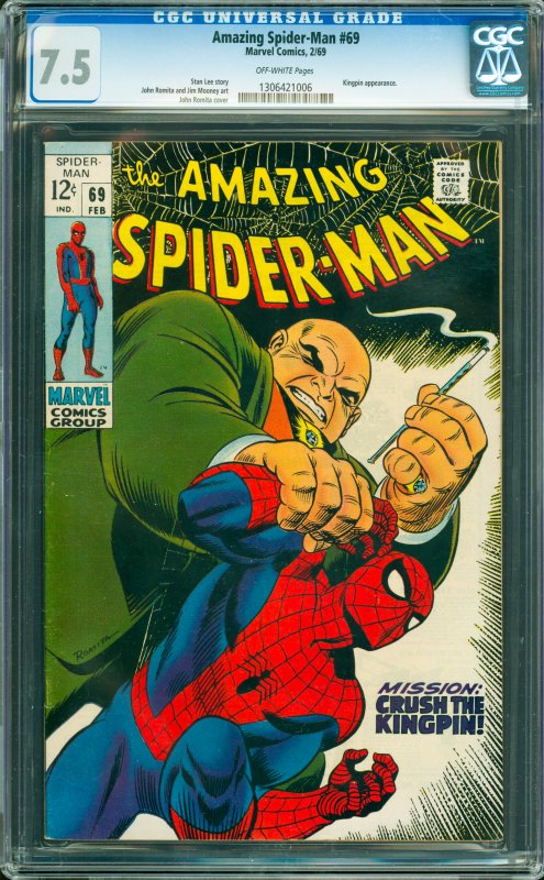 Amazing Spider-Man #69 CGC Graded 7.5 Kingpin appearance.