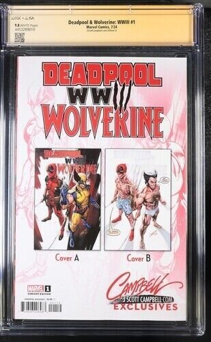 Deadpool & Wolverine WWIII #1 2024 Marvel CGC 9.8 JSA Signed Campbell Edition A