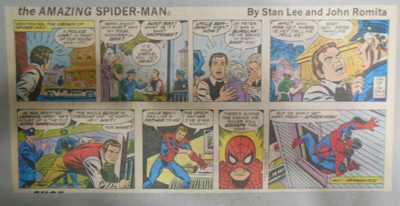 Spiderman Sunday by Stan Lee & John Romita from 10/23/1977 Size: 7.5 x 15 inches