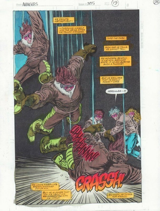 Avengers #385 p.19 / 28 Color Guide Art - Hercules, Black Widow by John Kalisz