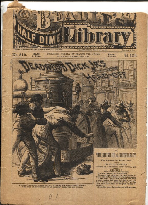 BEADLE HALF DIME LIBRARY #812-1893-1ST DECAPITATION COVER-VERY RARE-pr/fr
