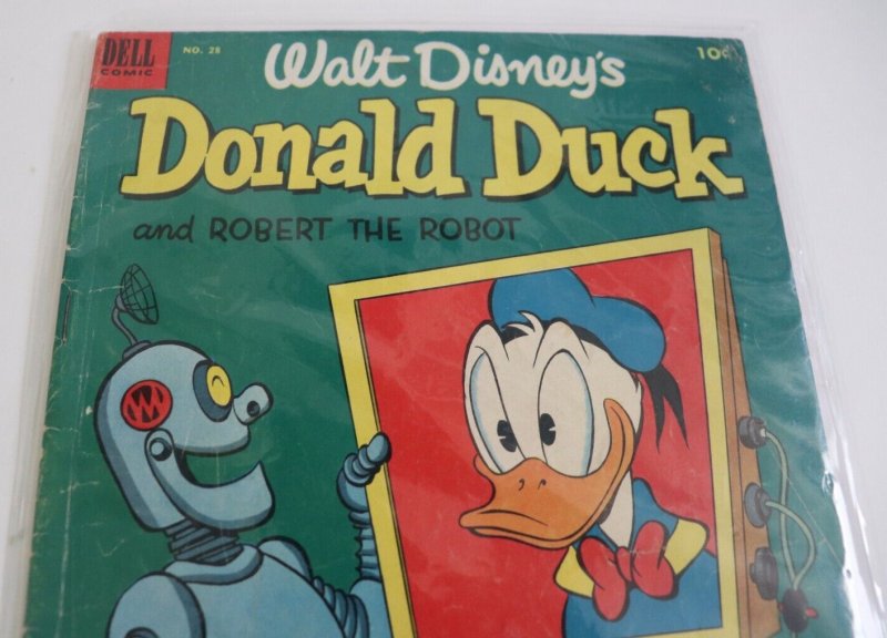 Walt Disneys Donald Duck #28 Robot Cover VTG 1953 Golden Age Dell Comics