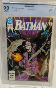 Batman #451 - CBCS 9.0 - Classic Norm Breyfogle - Joker Cover - White Pages