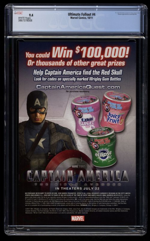 Ultimate Fallout #4 CGC NM 9.4 White Pages 1st Print 1st Miles Morales!