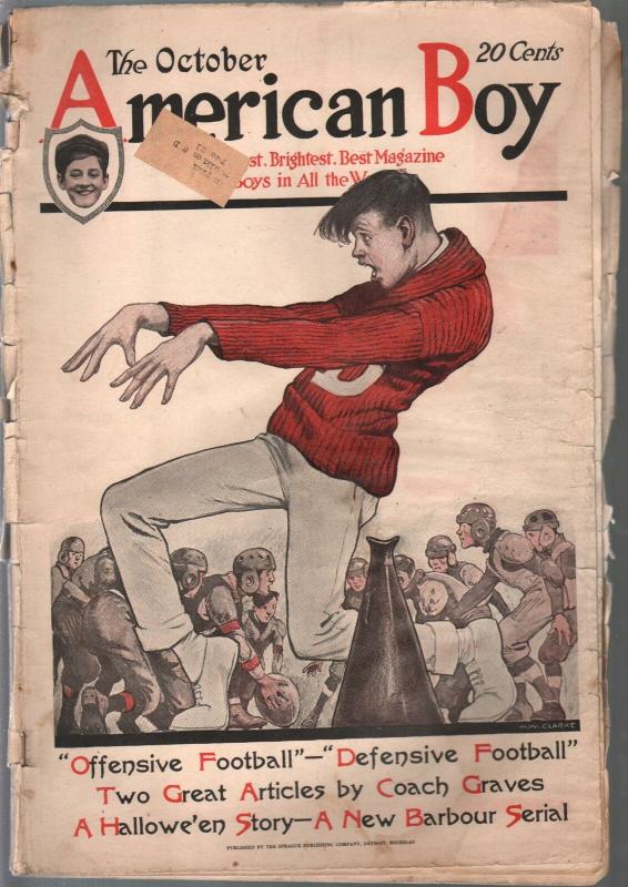 American Boy 10/1921-WW Clarke cover-bicycle ads-pulp fiction-football-FR