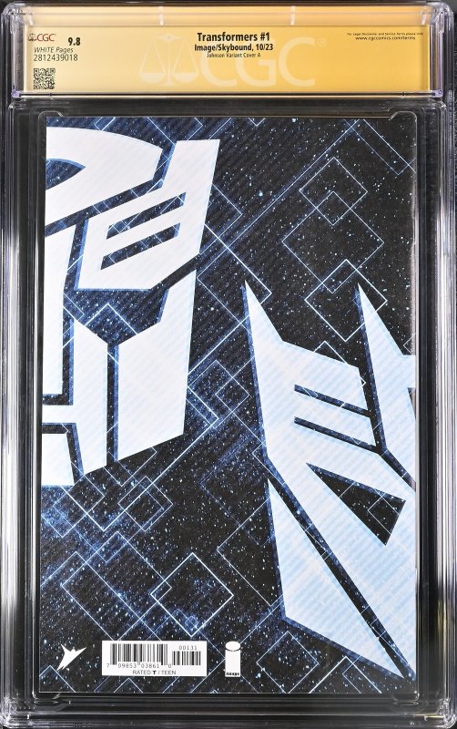 TRANSFORMERS #1 IMAGE 2023 DANIEL WARREN JOHNSON VARIANT SIGNED CGC SS 9.8