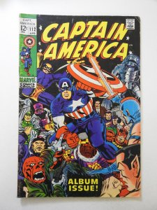 Captain America #112 (1969) VG Condition centerfold detached top staple