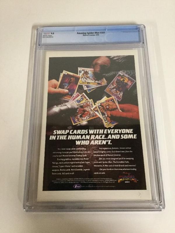 Amazing Spider-Man 351 Cgc 9.8 White Pages Mark Bagley Art Begins