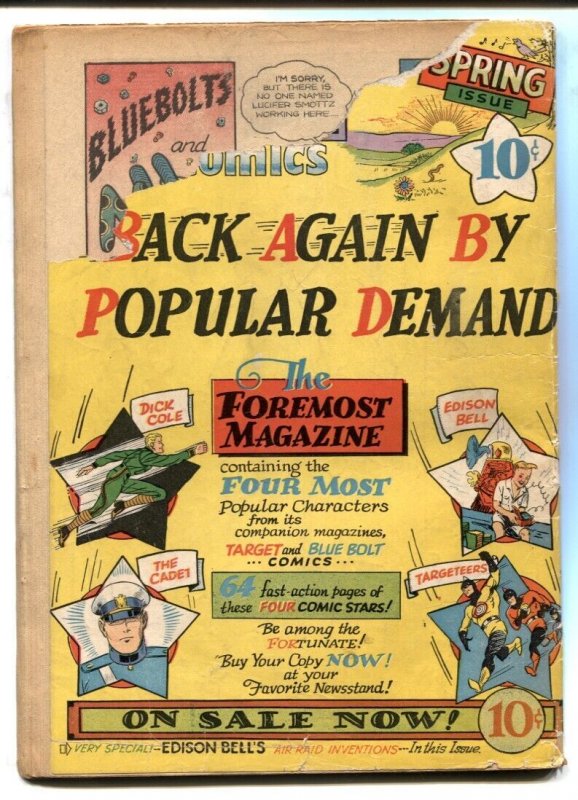 Blue Bolt Vol. 2 #12 1942- White Rider- Sub Zero G/VG