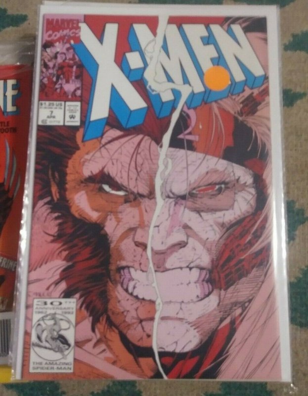 X MEN # 7 1992 marvel Jim  lee wolverine  GAMBIT ROGUE BEAST PSYLOCKE CYCLOPS