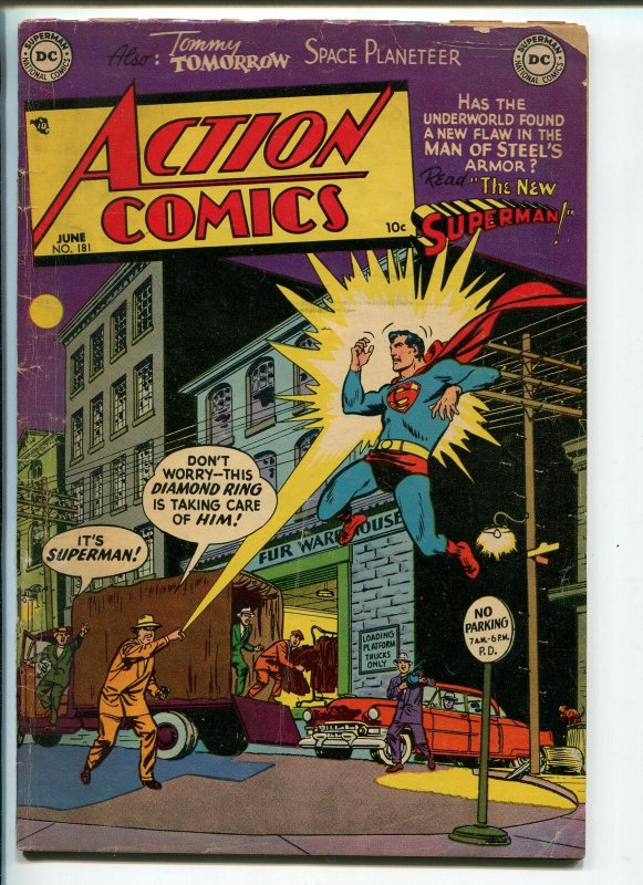 ACTION #181 1953-DC-SUPERMAN-VIGILANTE-CONGO BILL-THREE ACES-vg