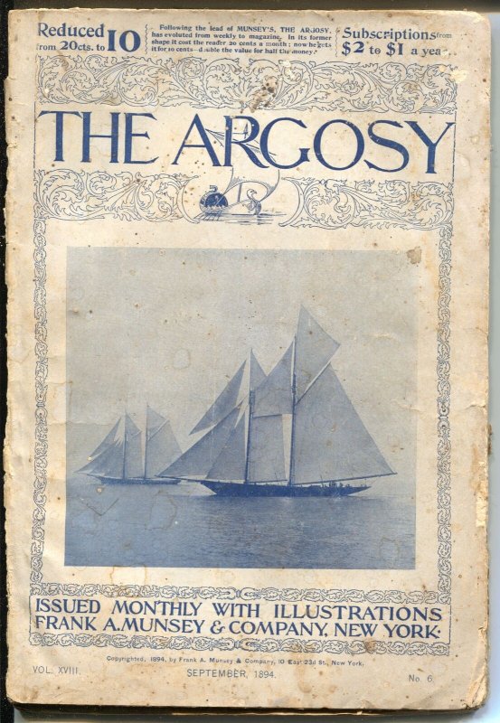 Argosy 9/1994-early illustrated cover-120+ years old-classic-historic-G