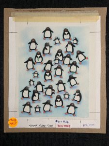 MANY MANY THANKS Cartoon Dancing Penguins 8x10 Greeting Card Art #4008