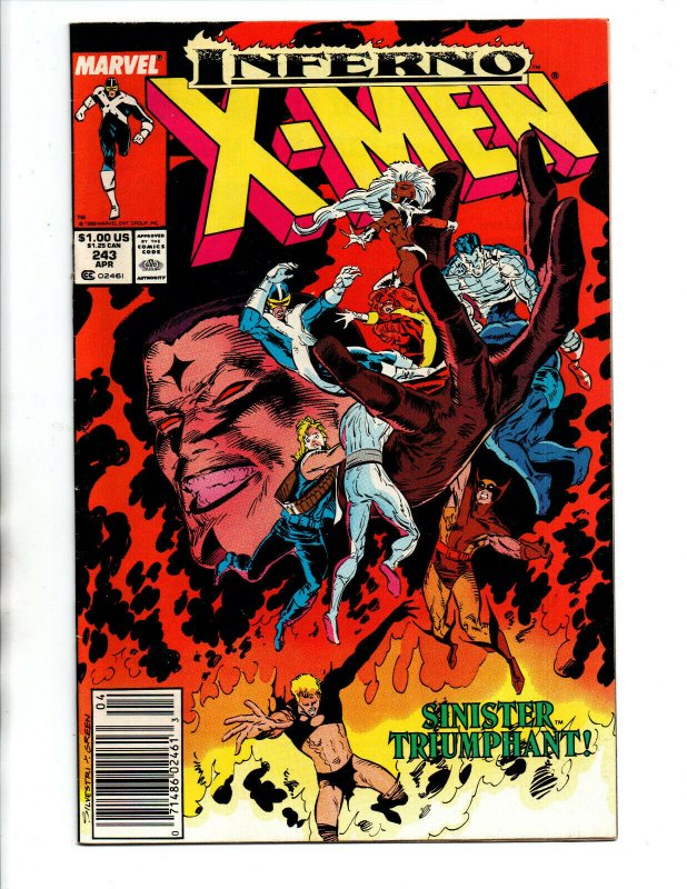 Uncanny X-Men #243 newsstand - Inferno - Sinister - Goblin Queen - 1989 - VF/NM