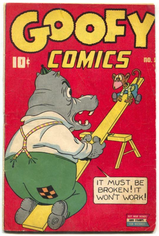 Goofy #5 1943- Nedor Funny Animals Golden Age- WWII Slogans VG- 