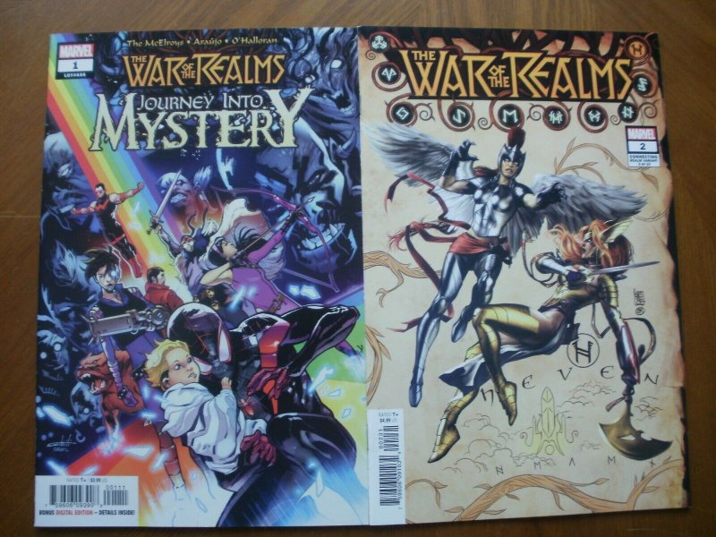 2 NEW Mint Marvel WAR OF THE REALMS Comic: Journey Into Mystery #1 & Variant #2