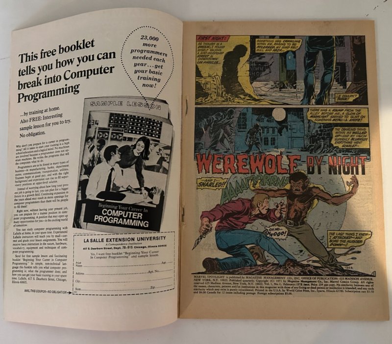 *Marvel Spotlight (1971) 2fn- 1st Appearance Werewolf by Night!