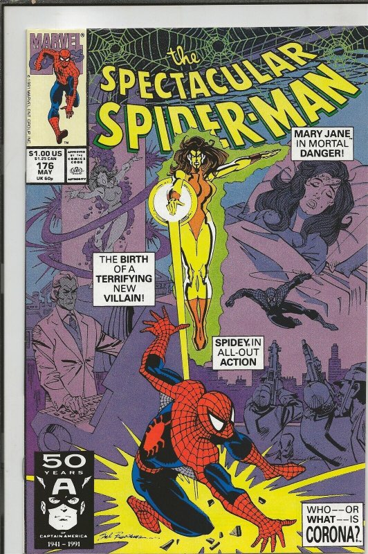 Spectacular Spider-Man #176 ORIGINAL Vintage 1991 Marvel Comics 1st Corona 