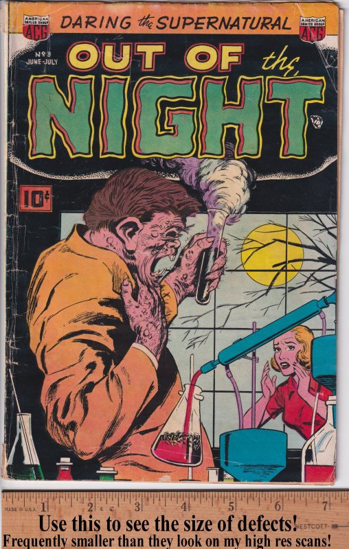 OUT OF THE NIGHT #3 (Jun 1952) GVG 3.0 cream to off white paper. Pre-code Horror