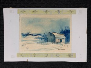 BLANK NOTE CARD Blue barn and Sky 9.5x6.25 Greeting Card Art #2011 w/ 1 Card