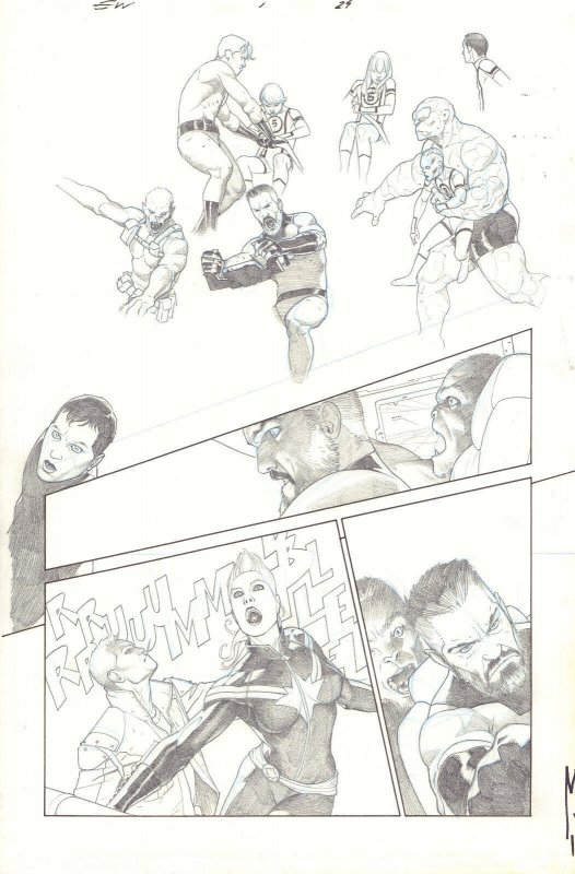 Secret Wars #1 p.24 - Captain Marvel, Star-Lord, & F4 - 2015 art by Esad Ribic