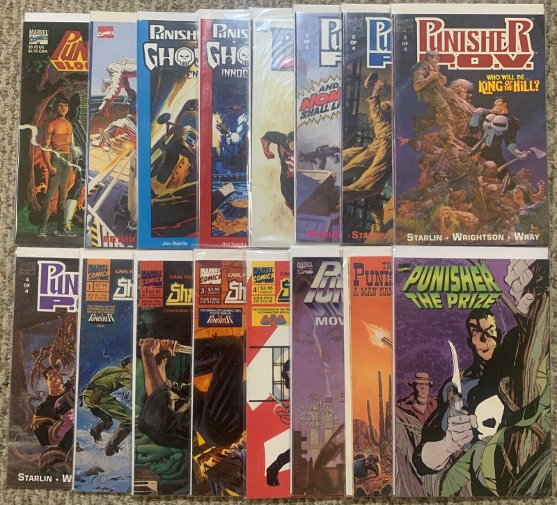 LOT OF 16 PUNISHER GRAPHIC NOVELS: BLOODLINES, G-FORCE, P.O.V., GHOSTS, MORE!